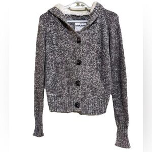 Garage Gray Chunky Knit Cardigan with Hood